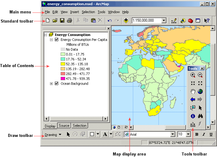 ArcMap interface