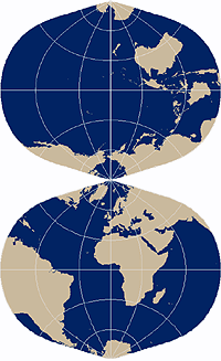 Transverse cylinder map projection