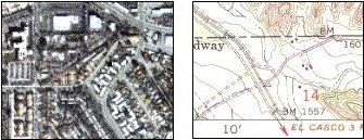 Aerial photo and scanned map examples